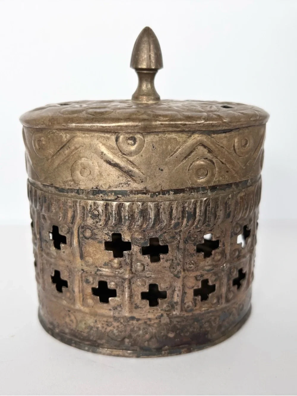 Antique Style Metal Trinket Box Old World Aesthetic Patina Metal Decor Vintage